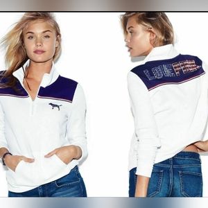 New Victoria's Secret Pink Bling Crew Zip Pullover